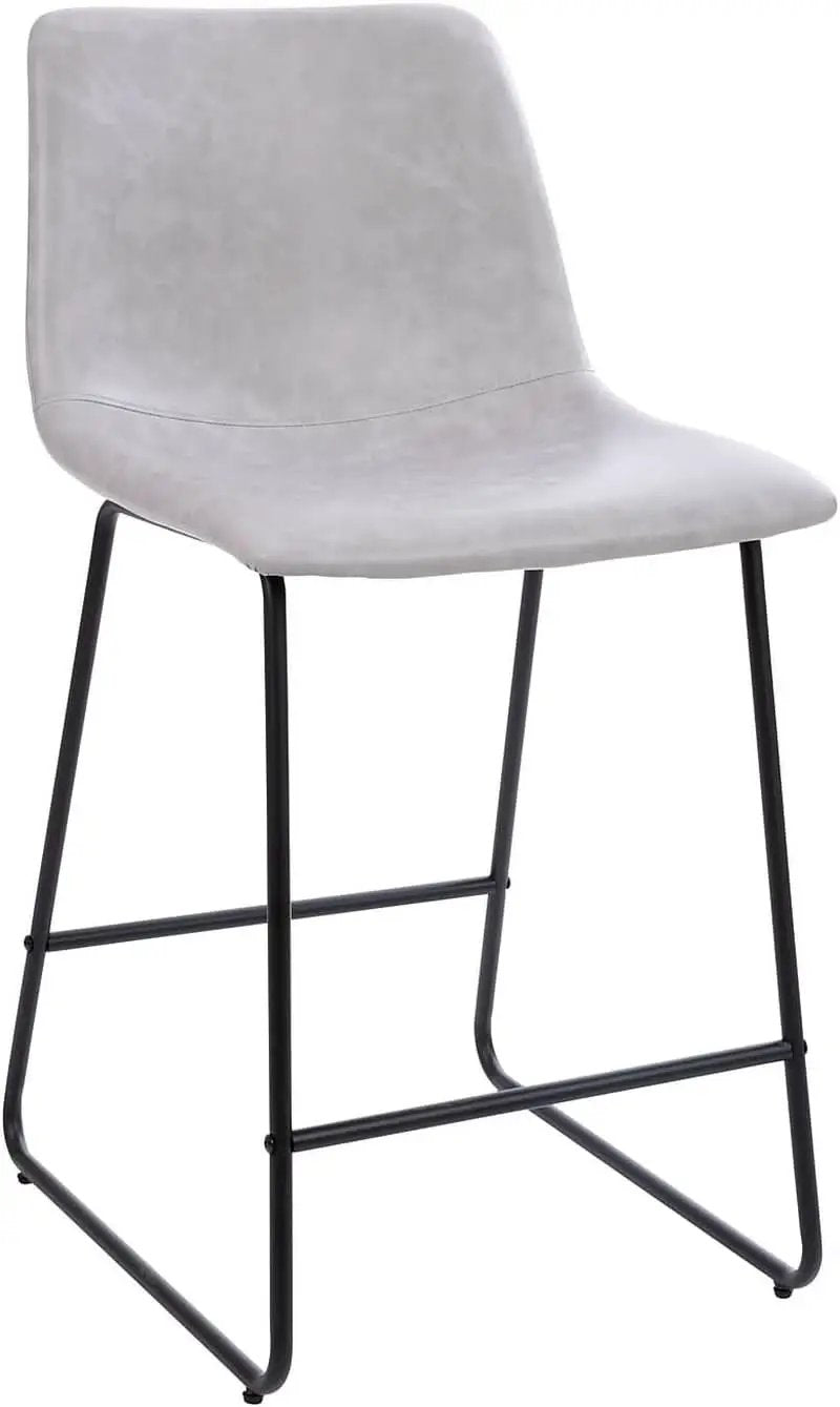 Reagan 24 Inch LeatherSoft Counter Height Bar Stools Set Of 2 Light Gray from PriceLows™