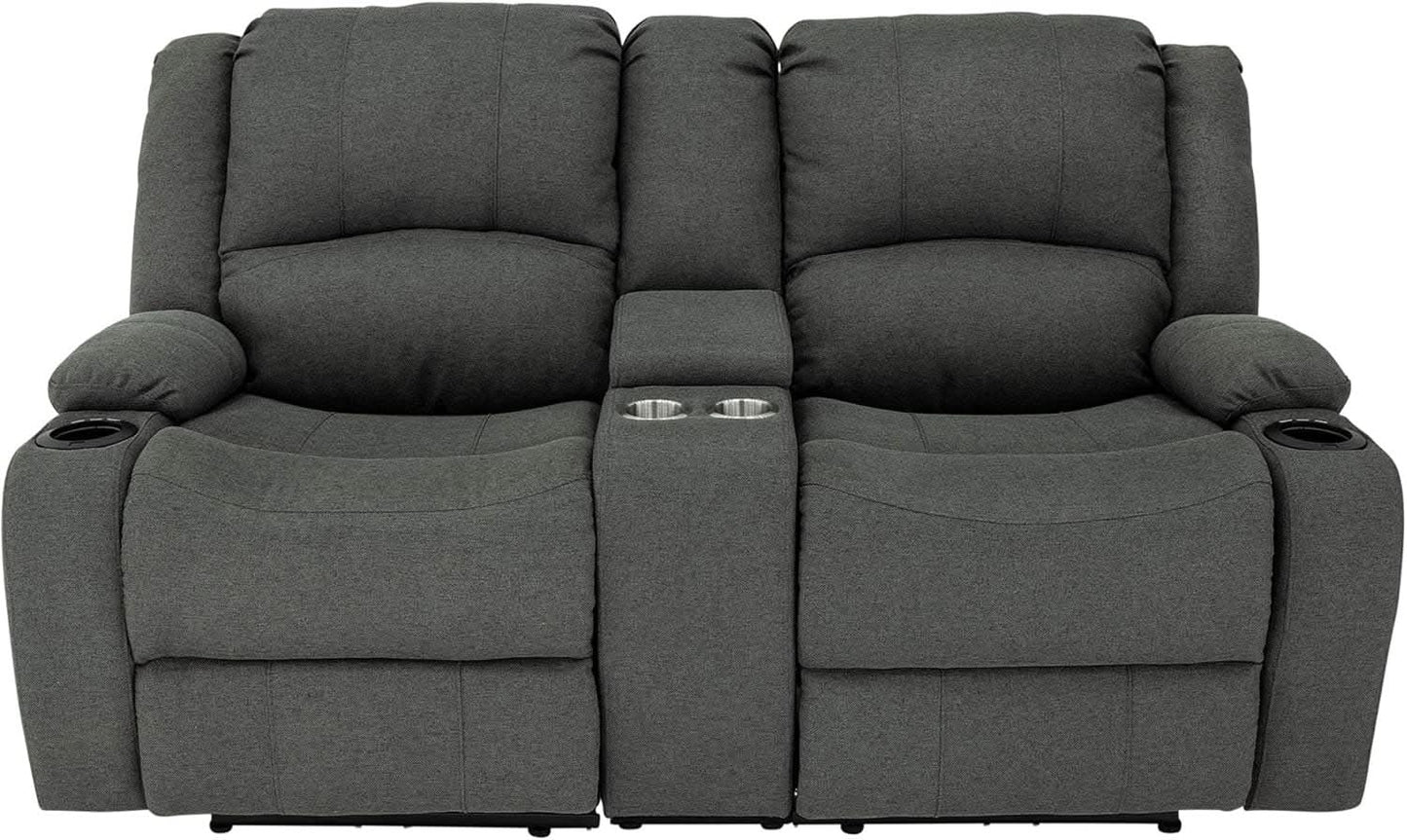 Powered Double Wall Hugger Recliner Sofa 67in Fossil Cloth from PriceLows™