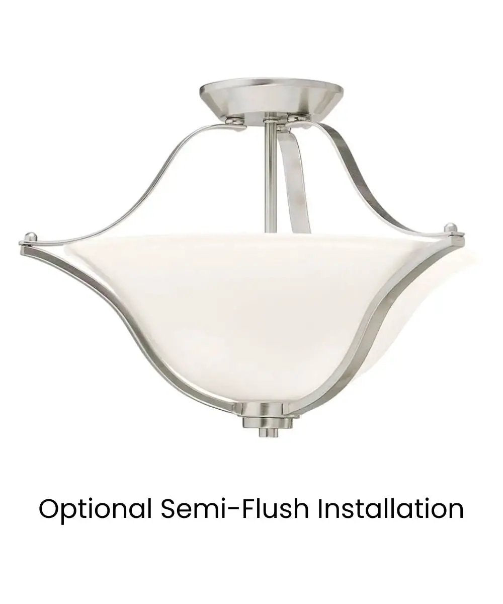 Pendant Light | 19 Inch 2 Light | Brushed Nickel | Etched White Glass