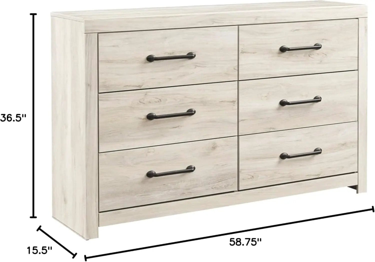 Cambeck Farmhouse Industrial 6 Drawer Dresser Whitewash from PriceLows™