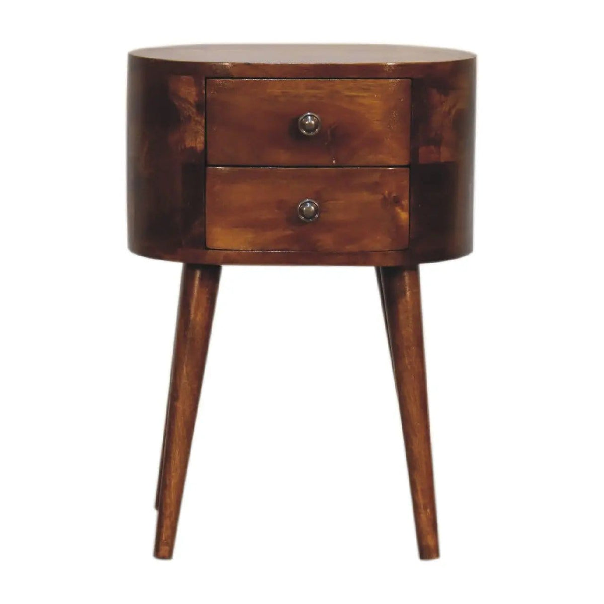 Mini Rounded Nightstand Chestnut | 13.78 x 9.84 x 19.69 in | Mango Wood & Brass | Bedroom