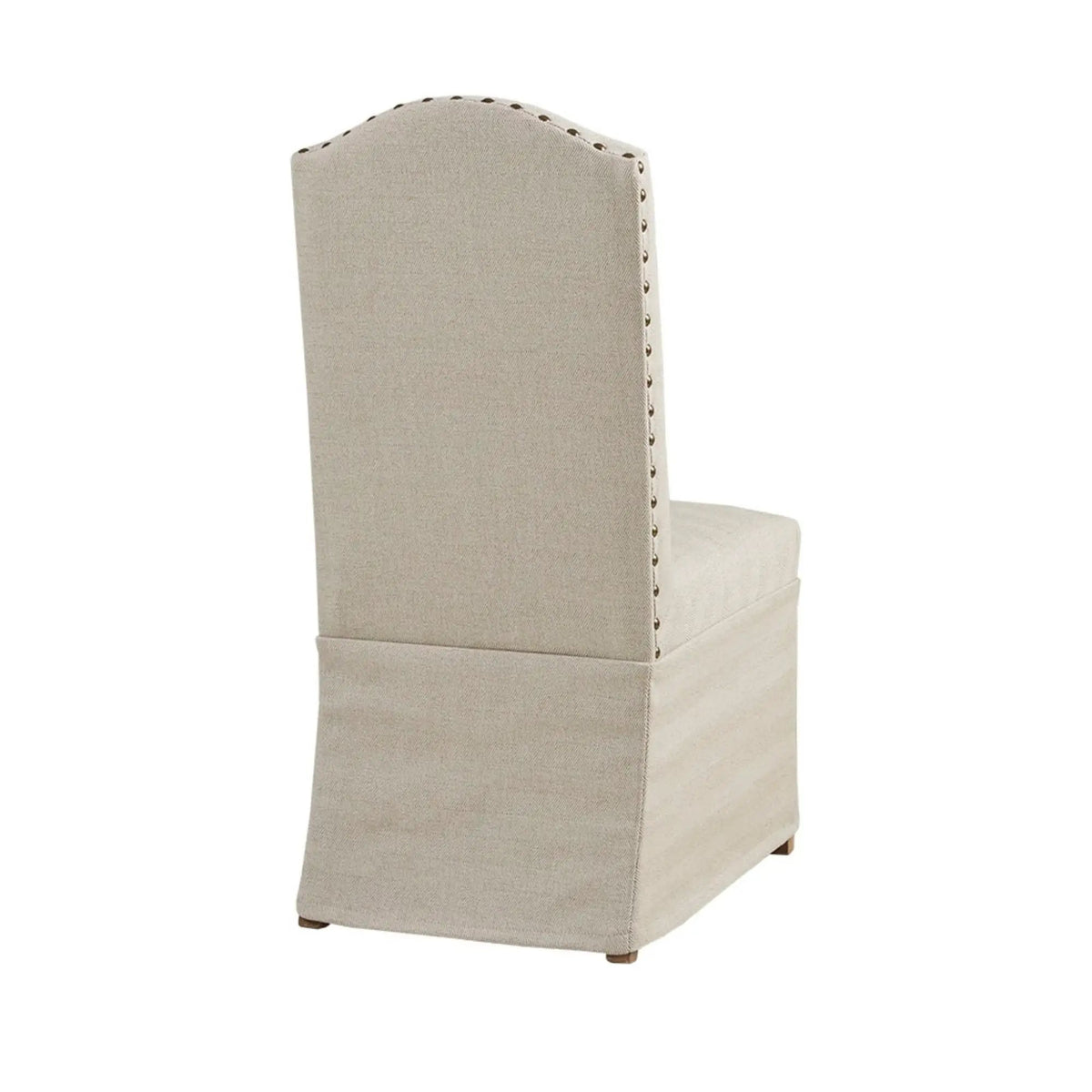 Dining Chairs With Skirts | Set Of 2 | Beige Farmhouse Style | Bronze Nailhead Trim
