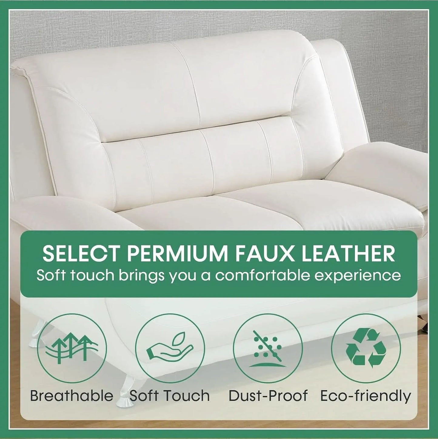 Leather Sofa Set 3 Piece White For Living Room Furniture from PriceLows™