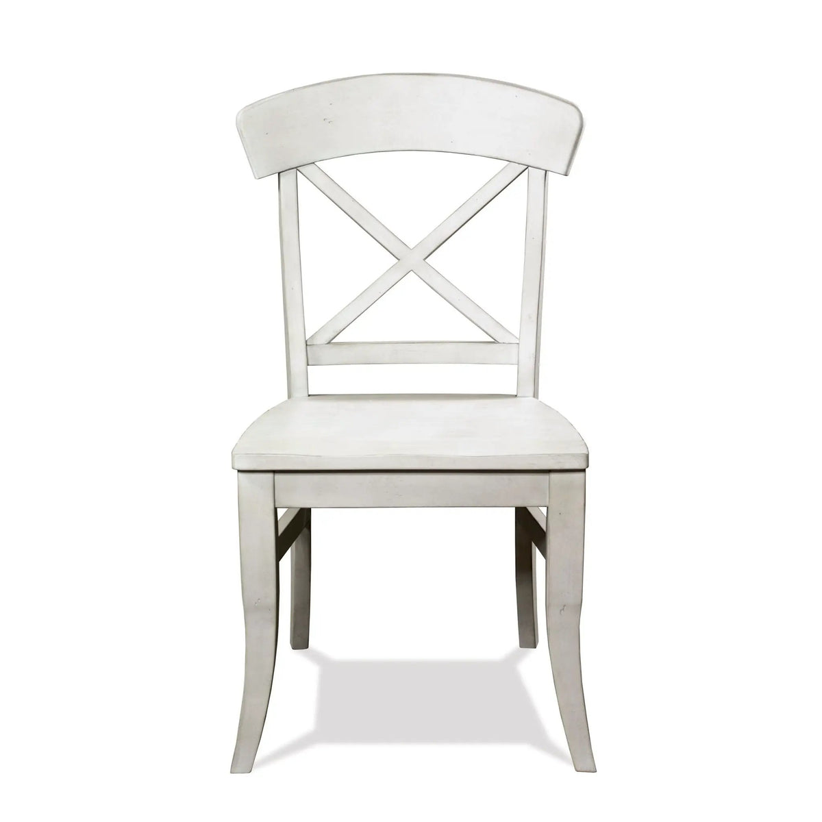 Harola Cross-Back Dining Chairs | Set Of 2 | Smoky White | Saddle-Shape Wood Seats