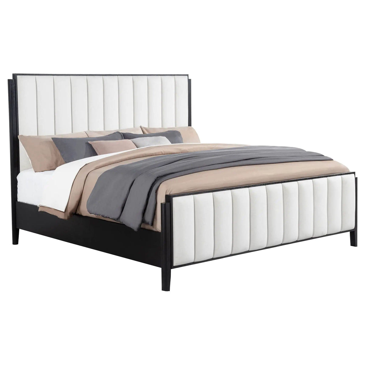 Brookmead 60-inch Upholstered Eastern King Bed | 80 x 85 x 60 in | Wood | Black