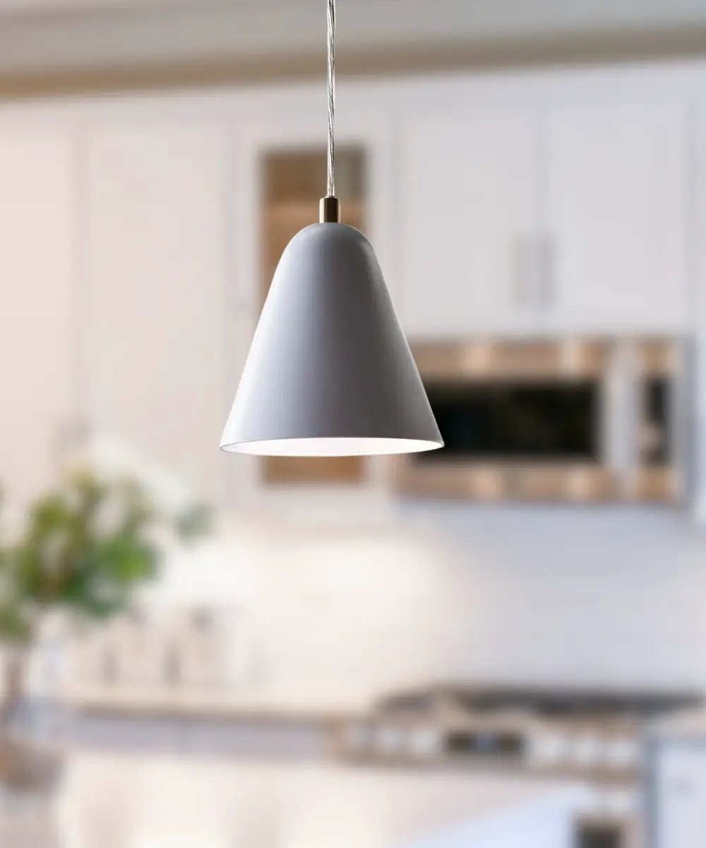 Scandinavian Mini Pendant Light | 7 Inch Wide | 1 Light Cone Shade | White Metal