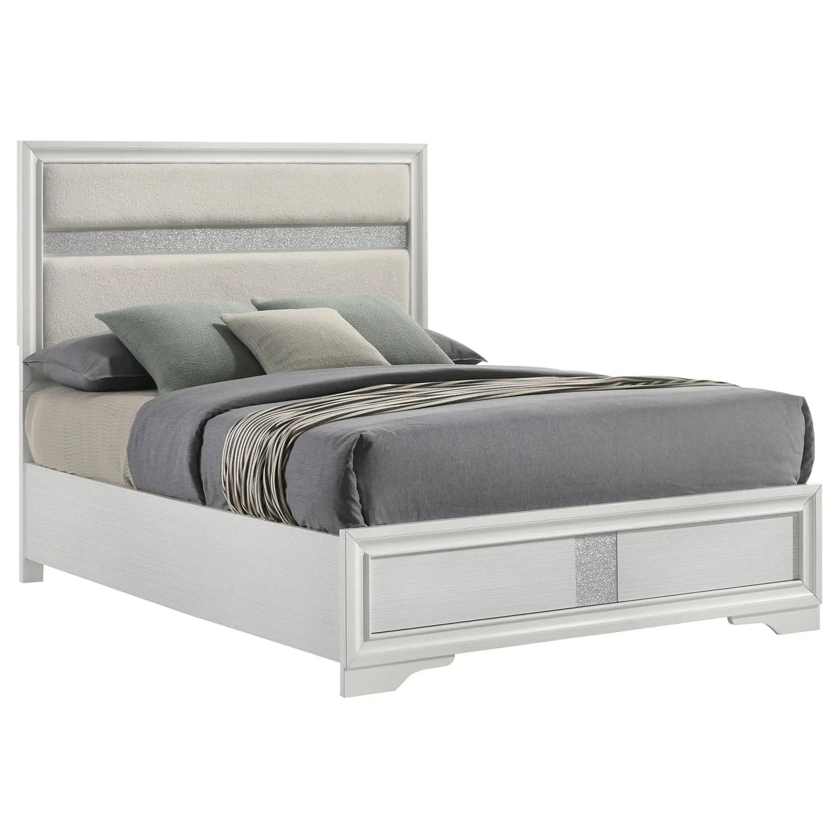 Miranda 54-inch Upholstered Queen Panel Bed | 63.5 x 83.75 x 53.75 in | Fabric | White