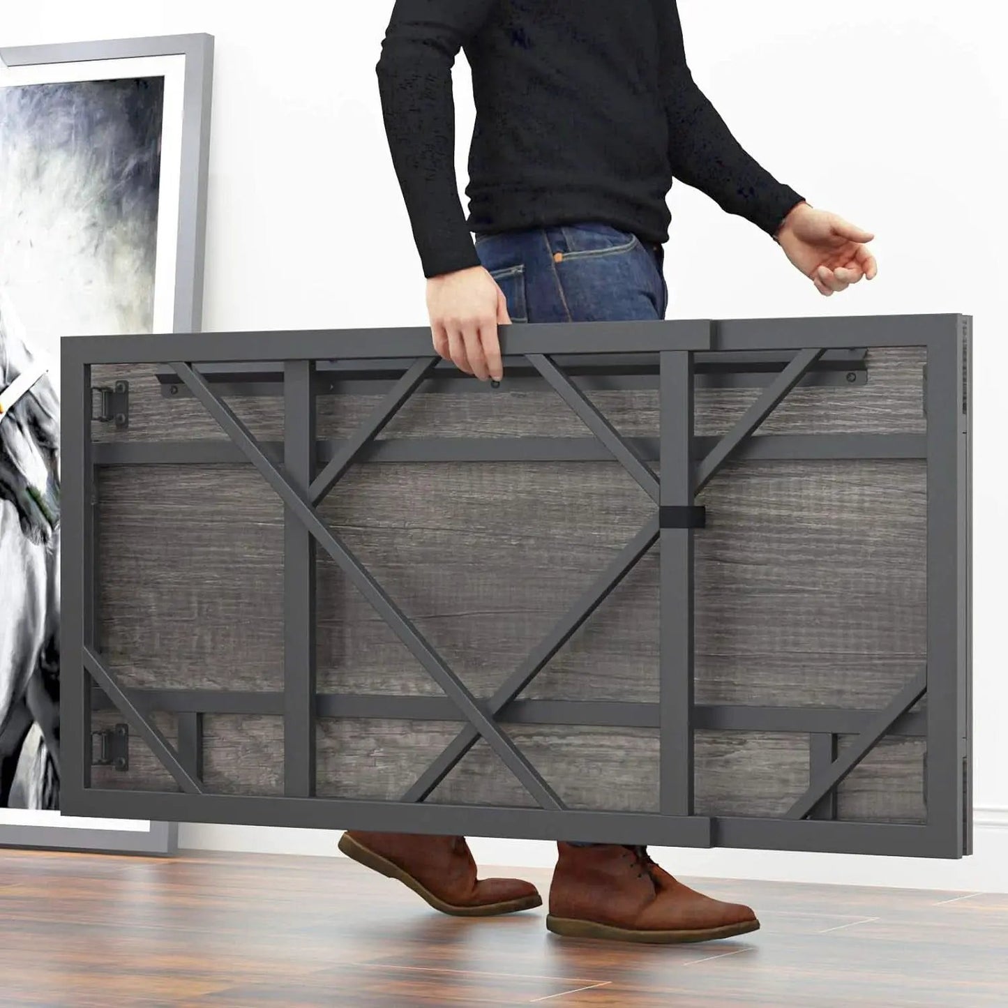 Folding Desk Compact No Assembly For Small Home Office from PriceLows™