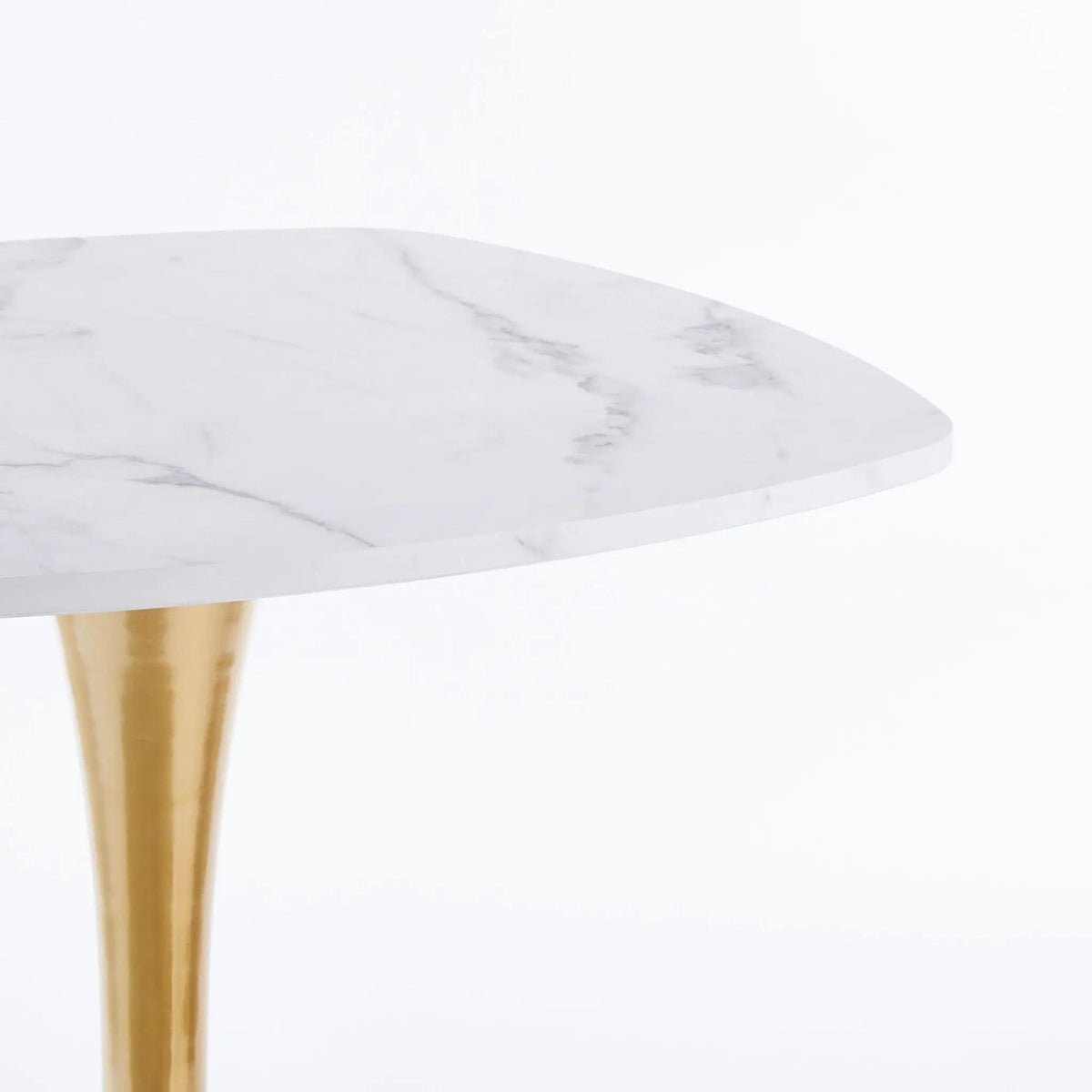 Square Tulip Dining Table For 2 4 People | 23.62 x 23.62 x 28.93 in | Metal & Mdf | Golden / White