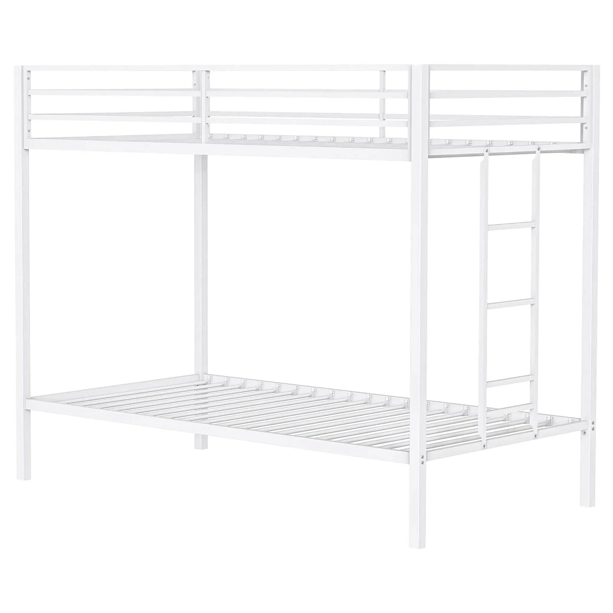 Alevera Metal Twin Over Twin Bunk Bed with Ladder | 77.5 x 41.25 x 63 in | Steel & Metal | White