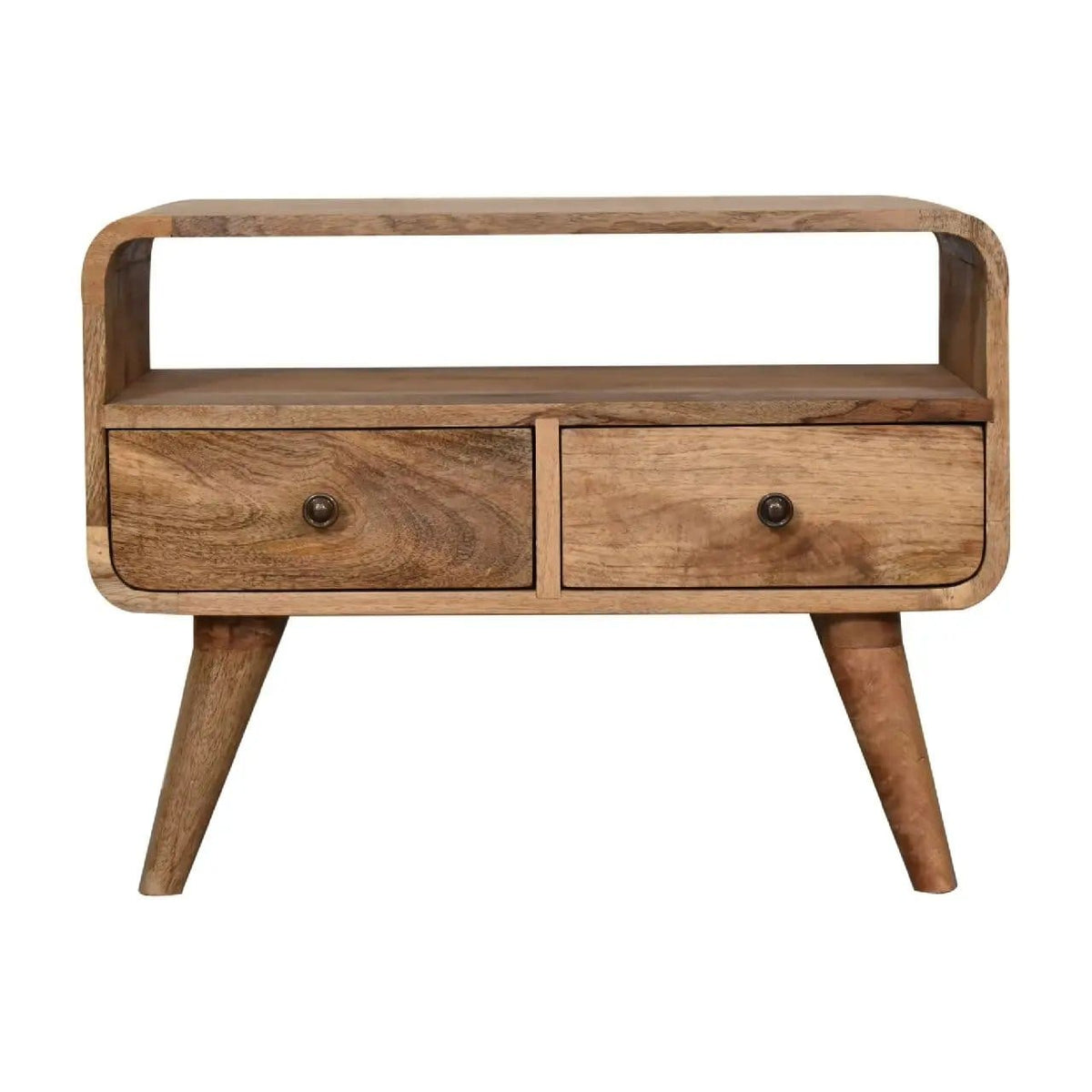 Mini Curved Media Unit - Media Chest | 23.62 x 11.81 x 17.72 in | Mango Wood | Oak