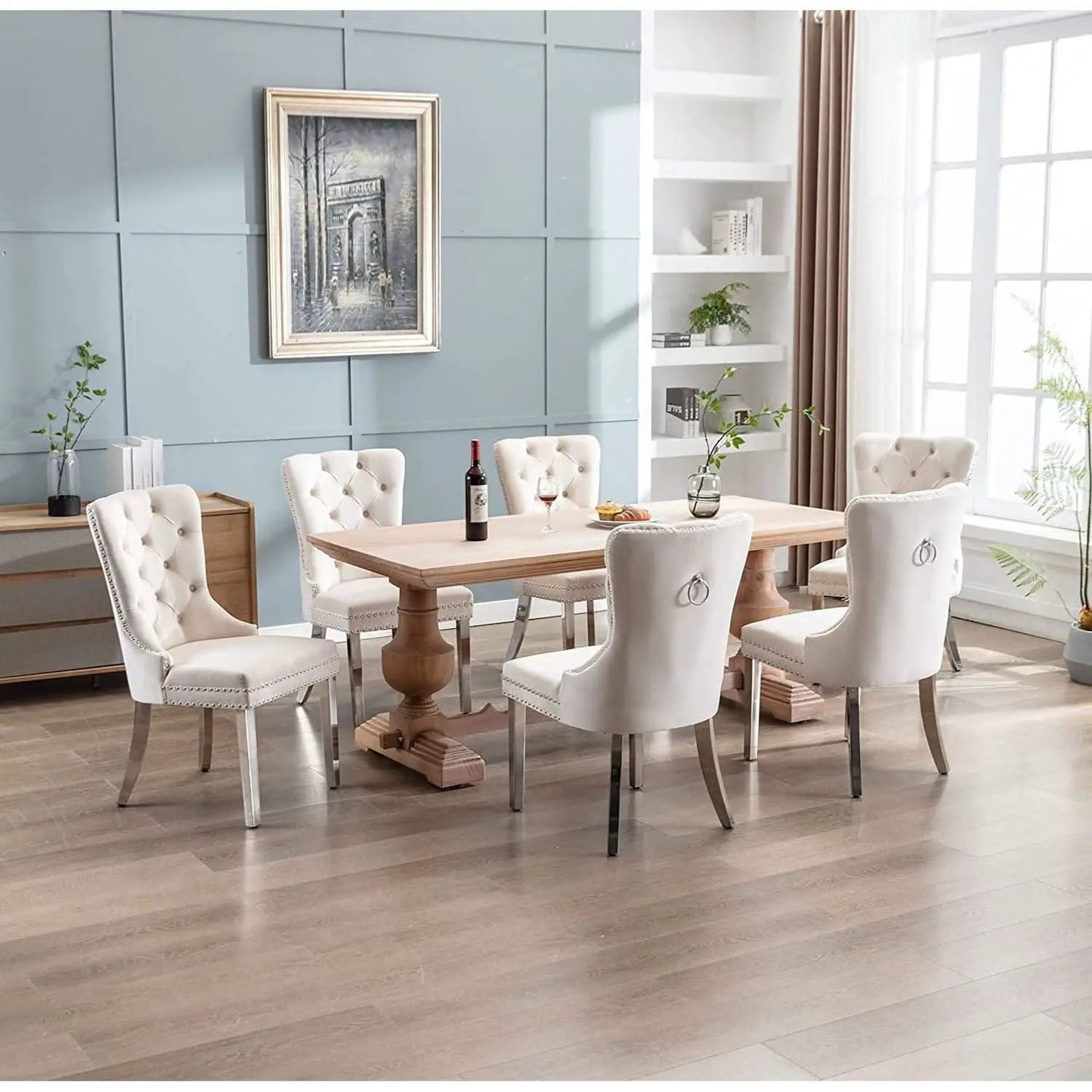 Velvet Dining Chairs Set Of 4 With Solid Wood Frames from PriceLows™