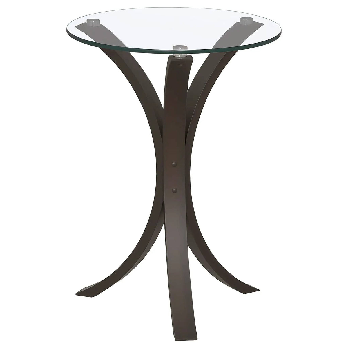 Edgar Round Glass Top Accent Side Table | 15.75 x 15.75 x 21.25 in | Engineered Wood & Tempered Glass | Cappuccino