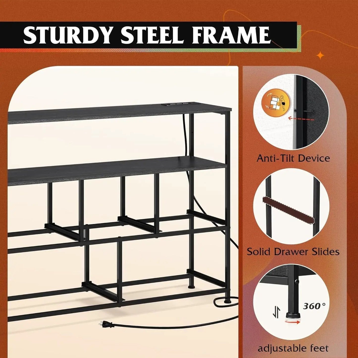 Dresser TV Stand Black With Built In Charging Station from PriceLows™