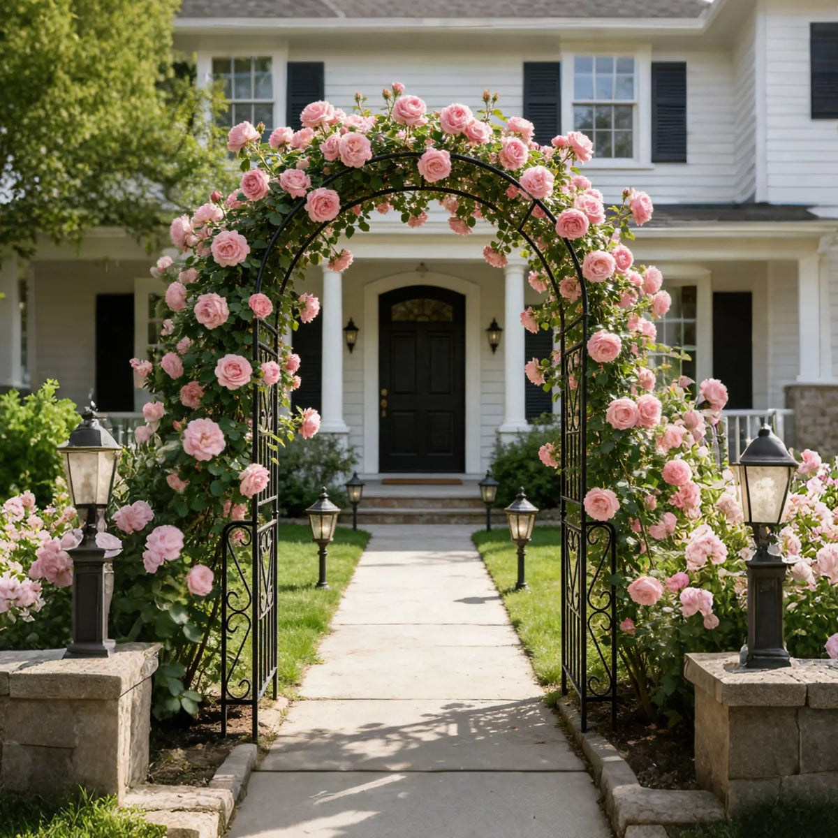 Metal Garden Arch Garden Arbor Trellis Climbing Plants Support Rose Arch Outdoor | 2 Pieces | Metal | Outdoor Living