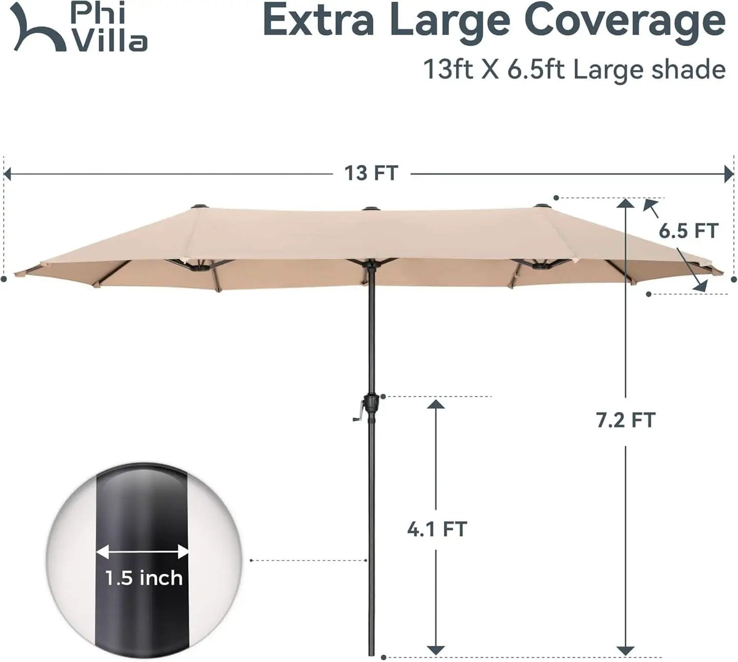 Large Double-Sided Patio Umbrella with Easy Crank System from PriceLows™