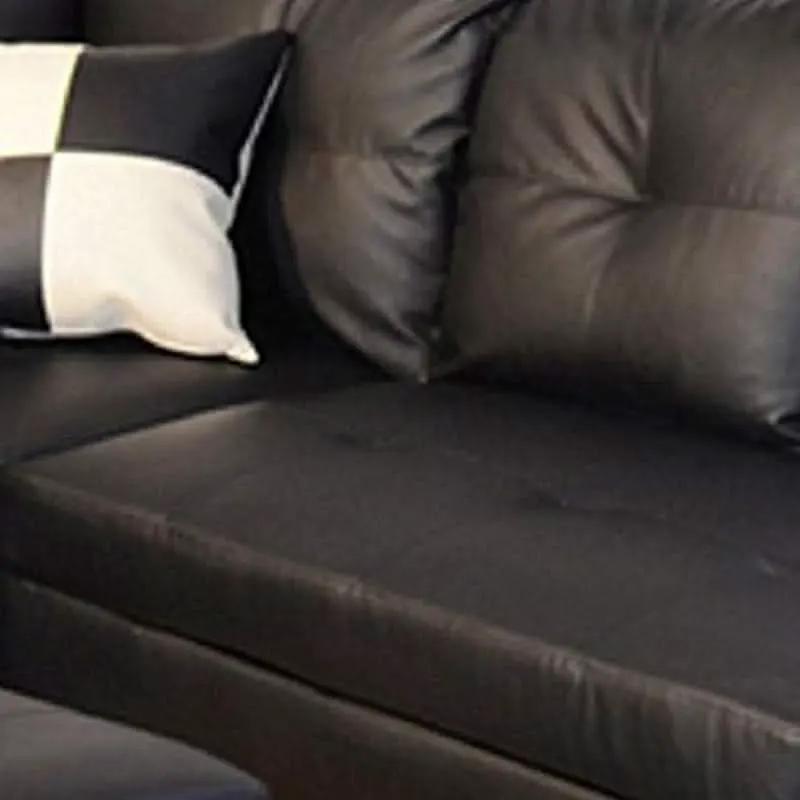 Black Faux Leather Sectional Sofa Set With Ottoman from PriceLows™