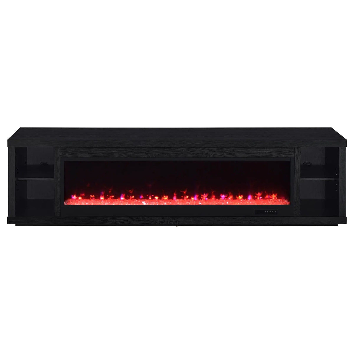 Deiter 79-inch TV Stand Fireplace Media Console | 78.75 x 15.5 x 20.75 in | Engineered Wood & Veneer | Black