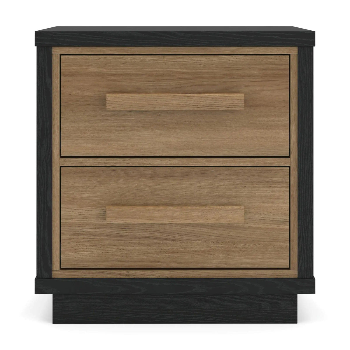 Kozmour Two Drawer Night Stand Accent Nightstand | 22.13 x 15.63 x 23.94 in | Engineered Wood & Mdf | Black / Brown