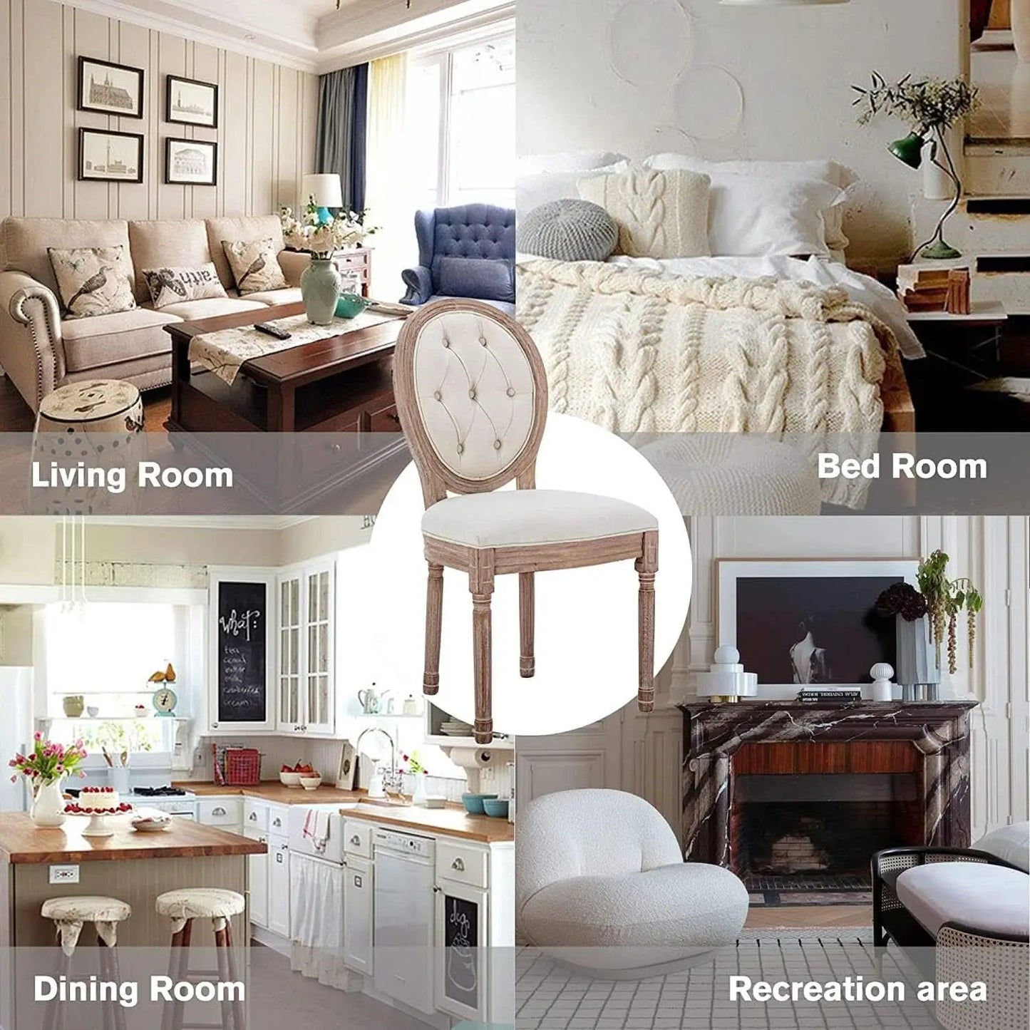French Country Dining Chairs Oak Finish Button Back from PriceLows™