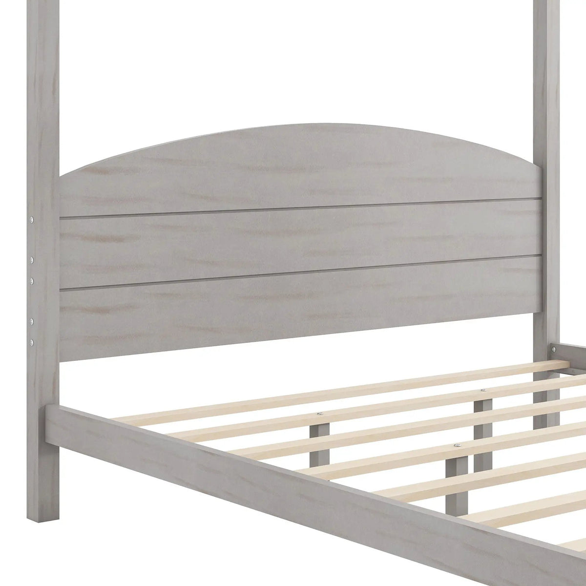 Platform Bed | Reinforced Wood Slats | Integrated Headboard