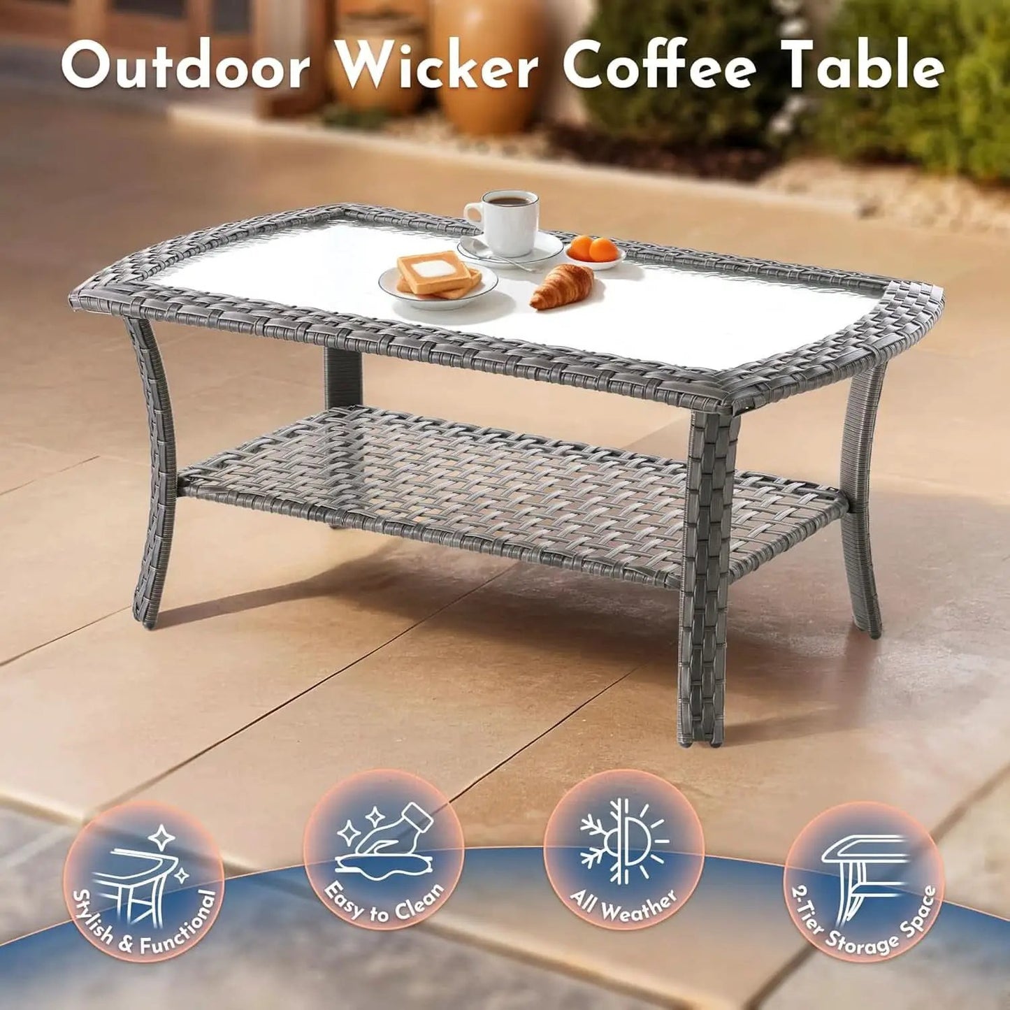 5 Piece Outdoor Patio Furniture Set With Swivel Rocker Chairs Light Gray from PriceLows™