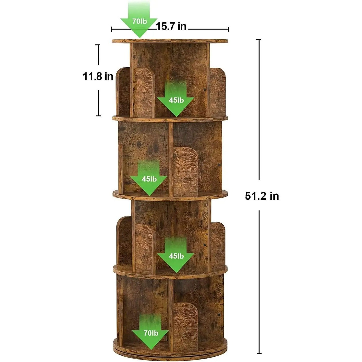 Rotating Corner Bookshelf 360 Degree 4 Tier Space Saving from PriceLows™