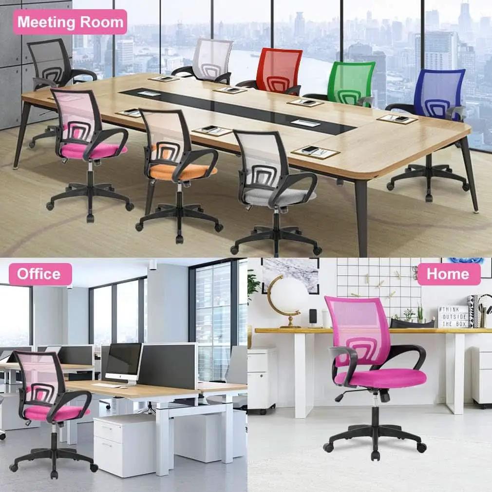 Pink Ergonomic Mesh Office Chair With Lumbar Support And Height Adjustable from PriceLows™