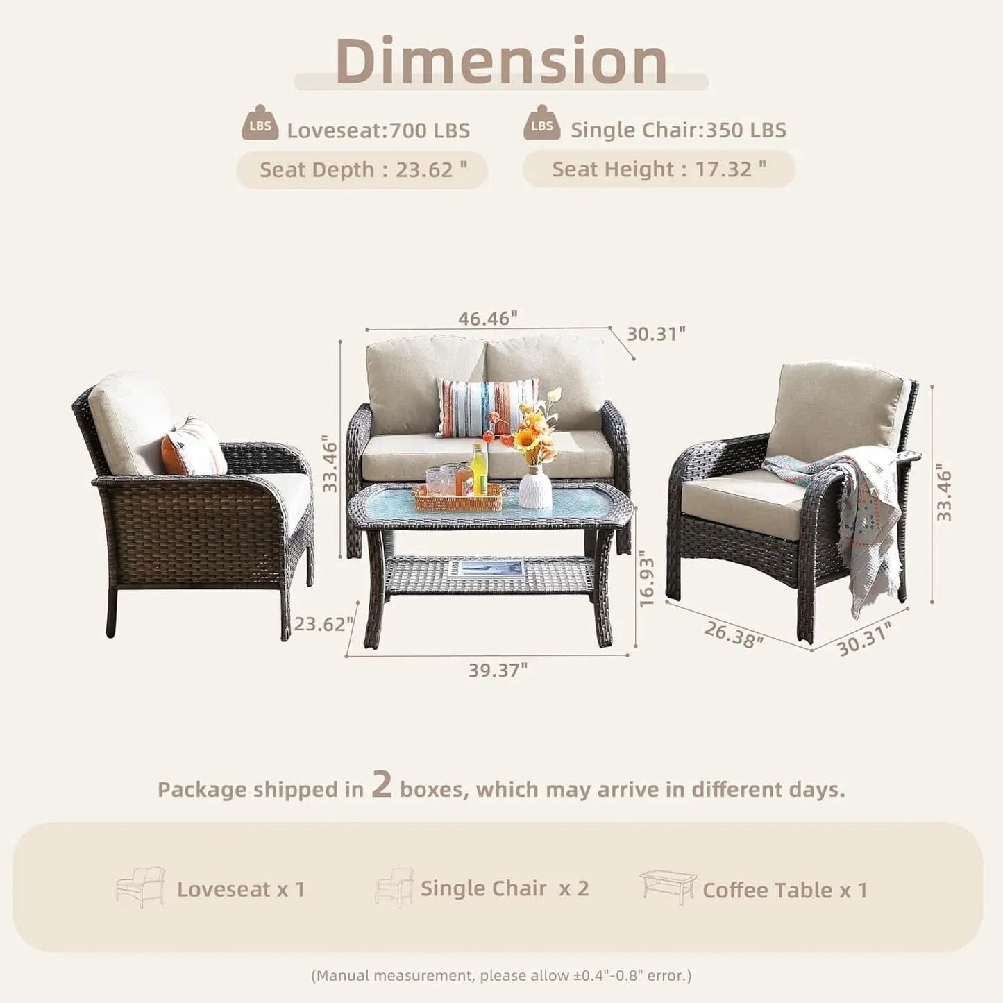All Weather Wicker Patio Furniture Set with Cushions from PriceLows™
