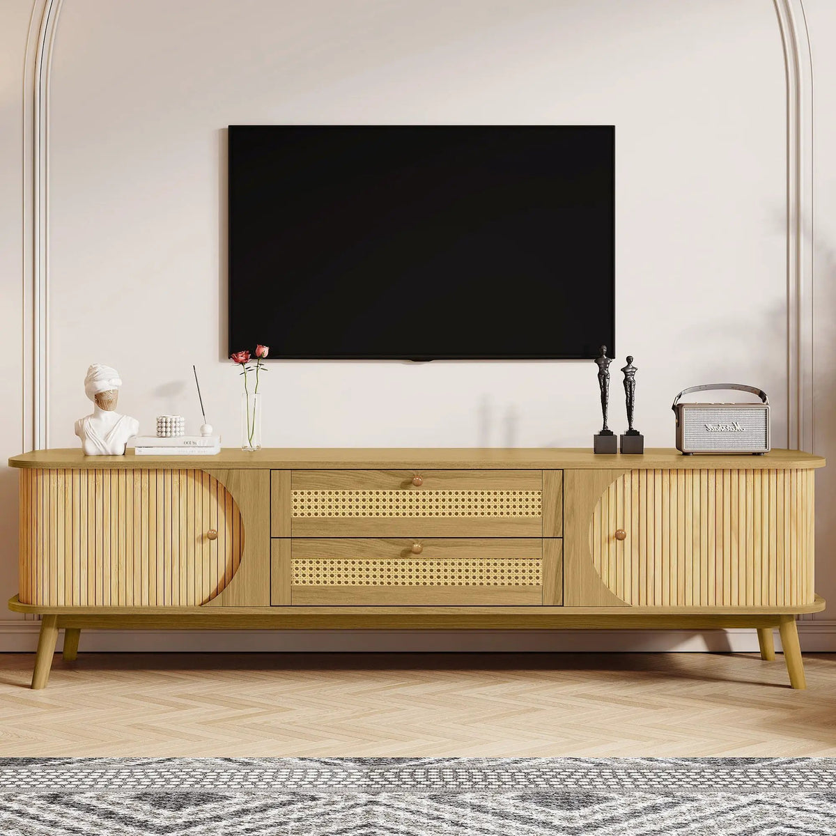 Rattan TV Stand | Fits TVs Up To 75 Inches | Modern Farmhouse Media Console