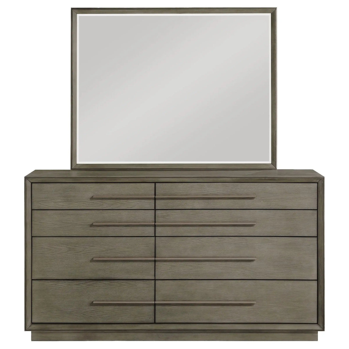 Durango 8-drawer Dresser and Mirror Taupe | 70 x 20 x 78.5 in | Engineered Wood & Metal | Oak