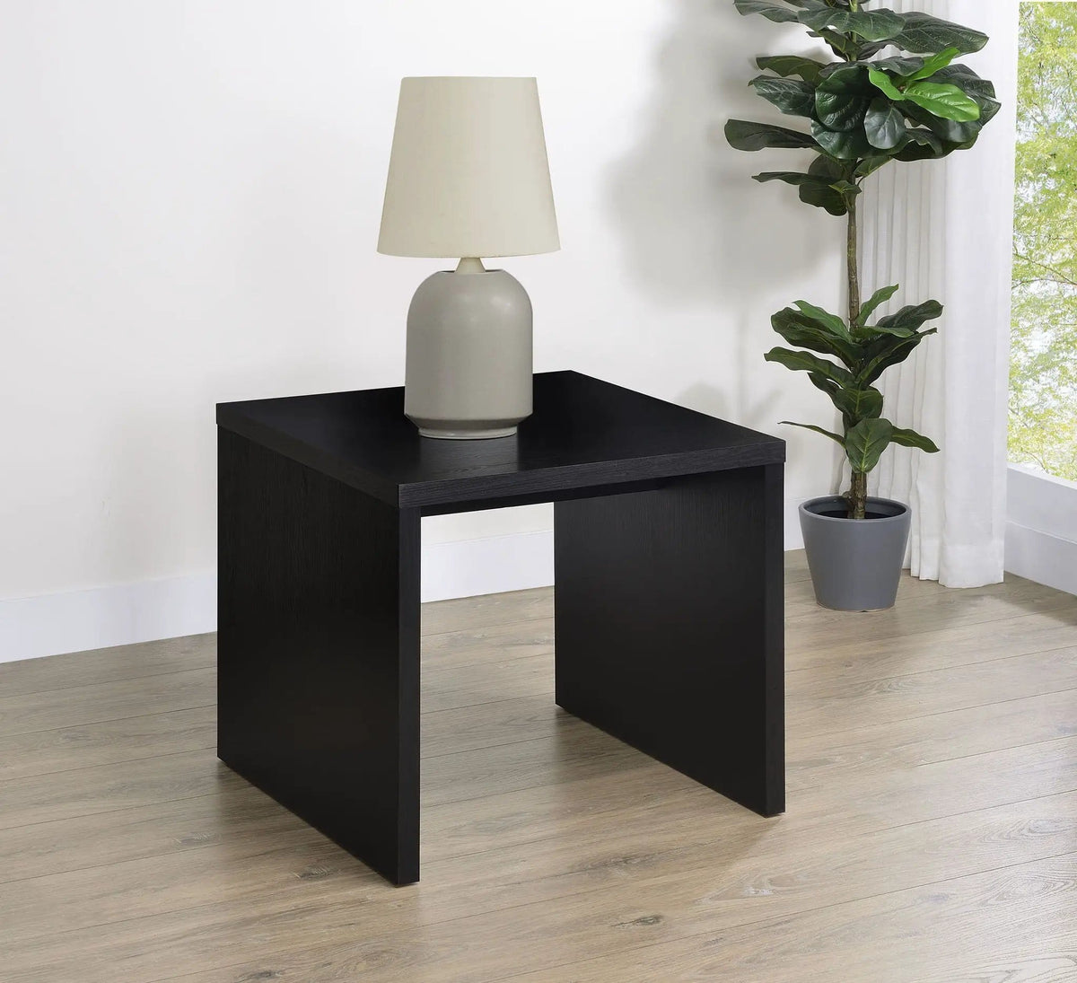 Knapp Engineered Wood Square Side End Table | 23.5 x 23.5 x 21.75 in | Engineered Wood & Veneer | Black