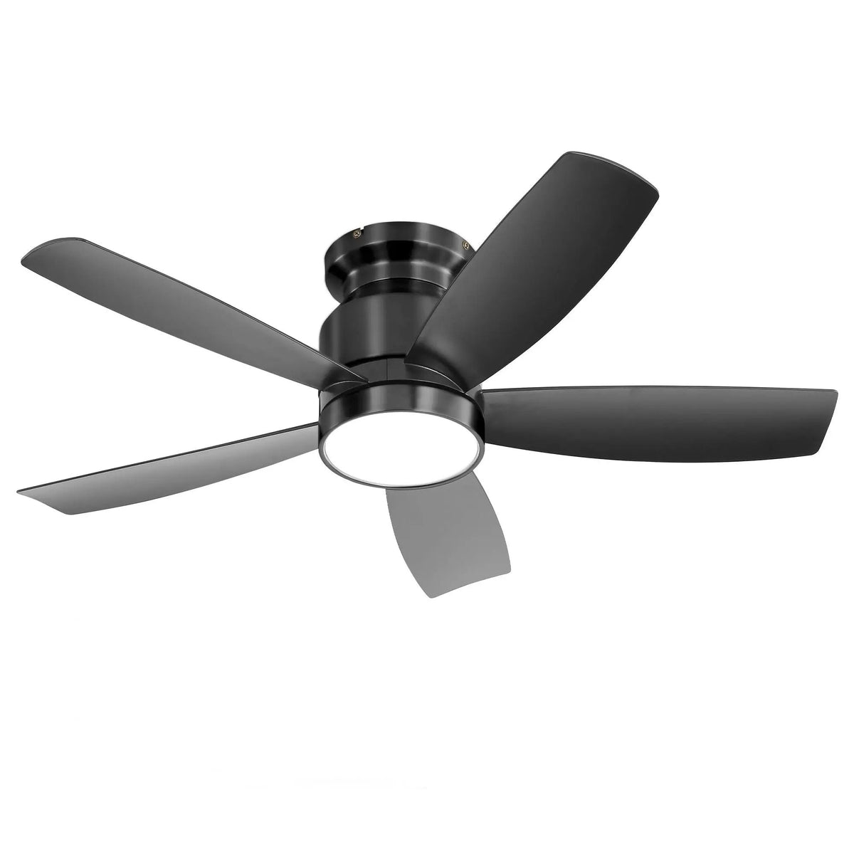 Flush Mount Ceiling Fan | 42 Inch Span | 18W Dimmable LED Light | Black