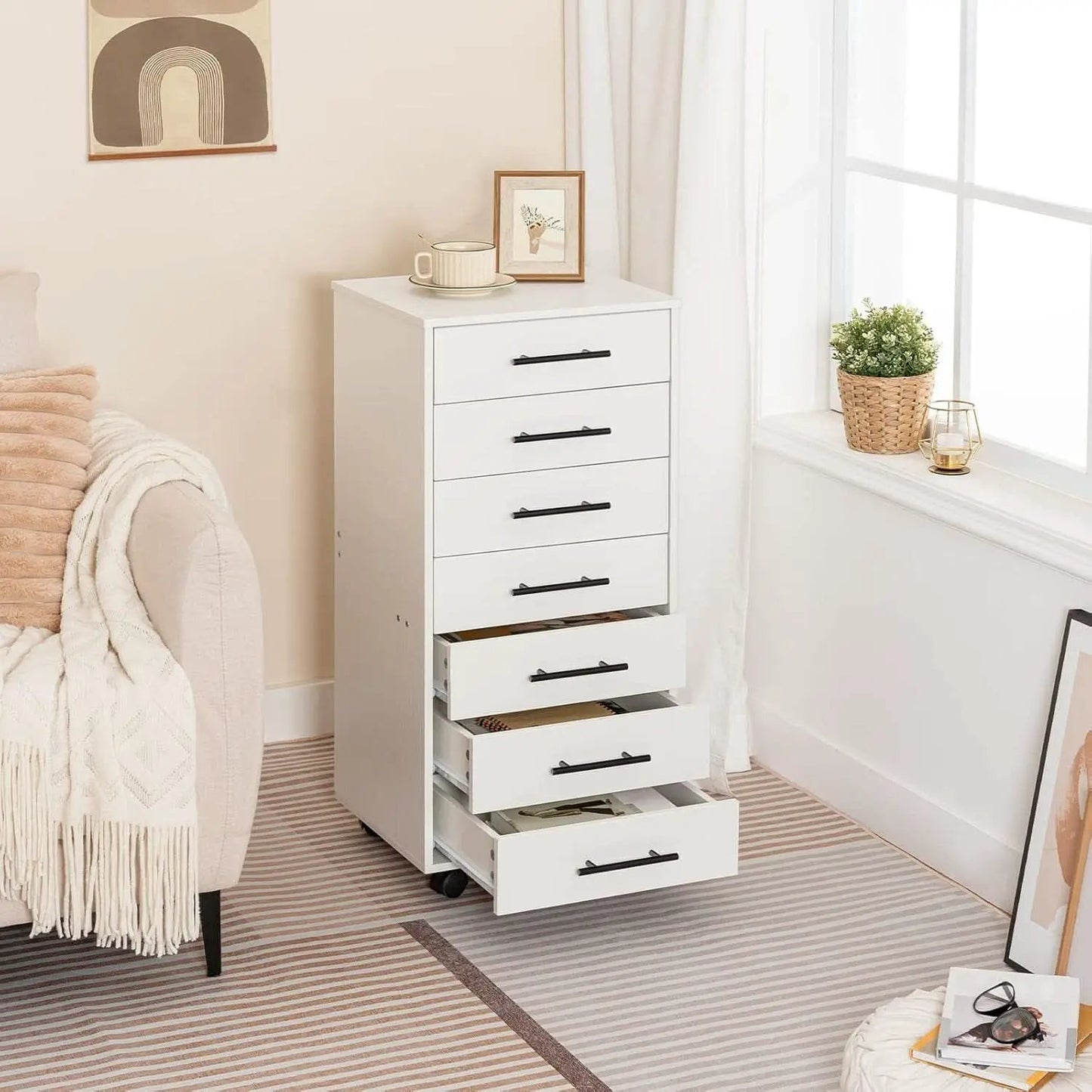 White 7 Drawer File Cabinet Storage For Home Office from PriceLows™