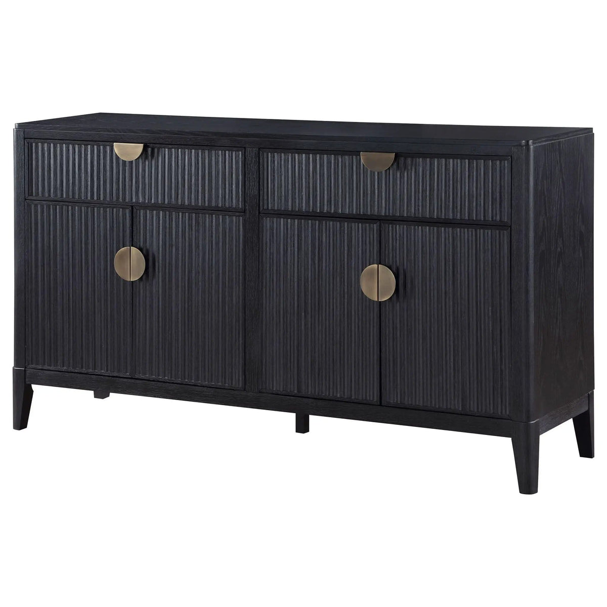 Brookmead 4-door Sideboard Buffet Storage Cabinet | 64.25 x 18 x 36.25 in | Wood | Black