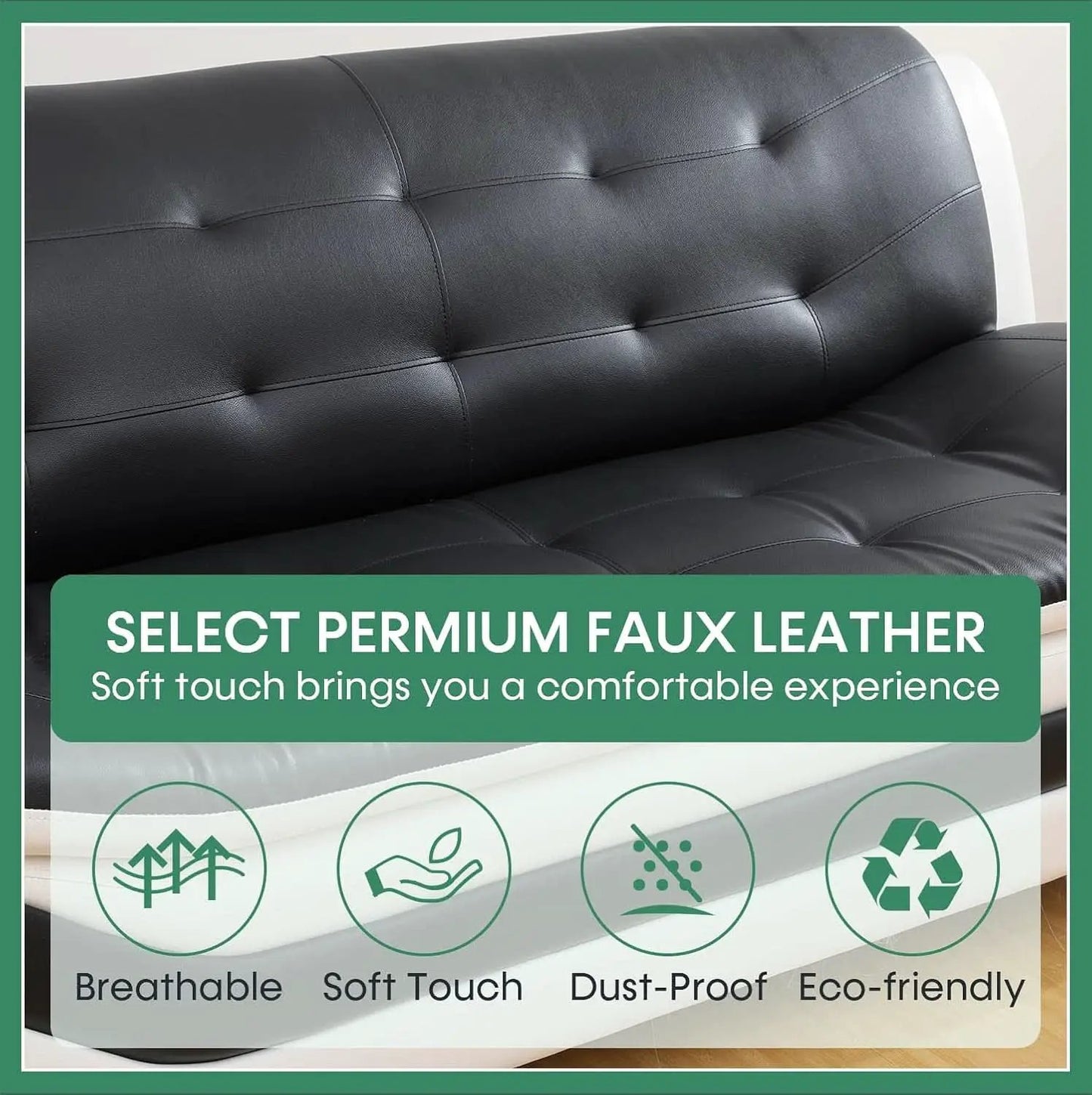 Leather Sofa Set 3 Piece Living Room Furniture In Black And White from PriceLows™