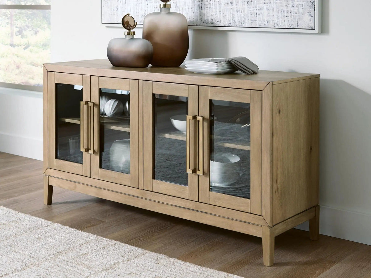 Lasinger Dining Room Server | 60 x 18 x 32 in | Oak Veneer & Mdf | Light Brown
