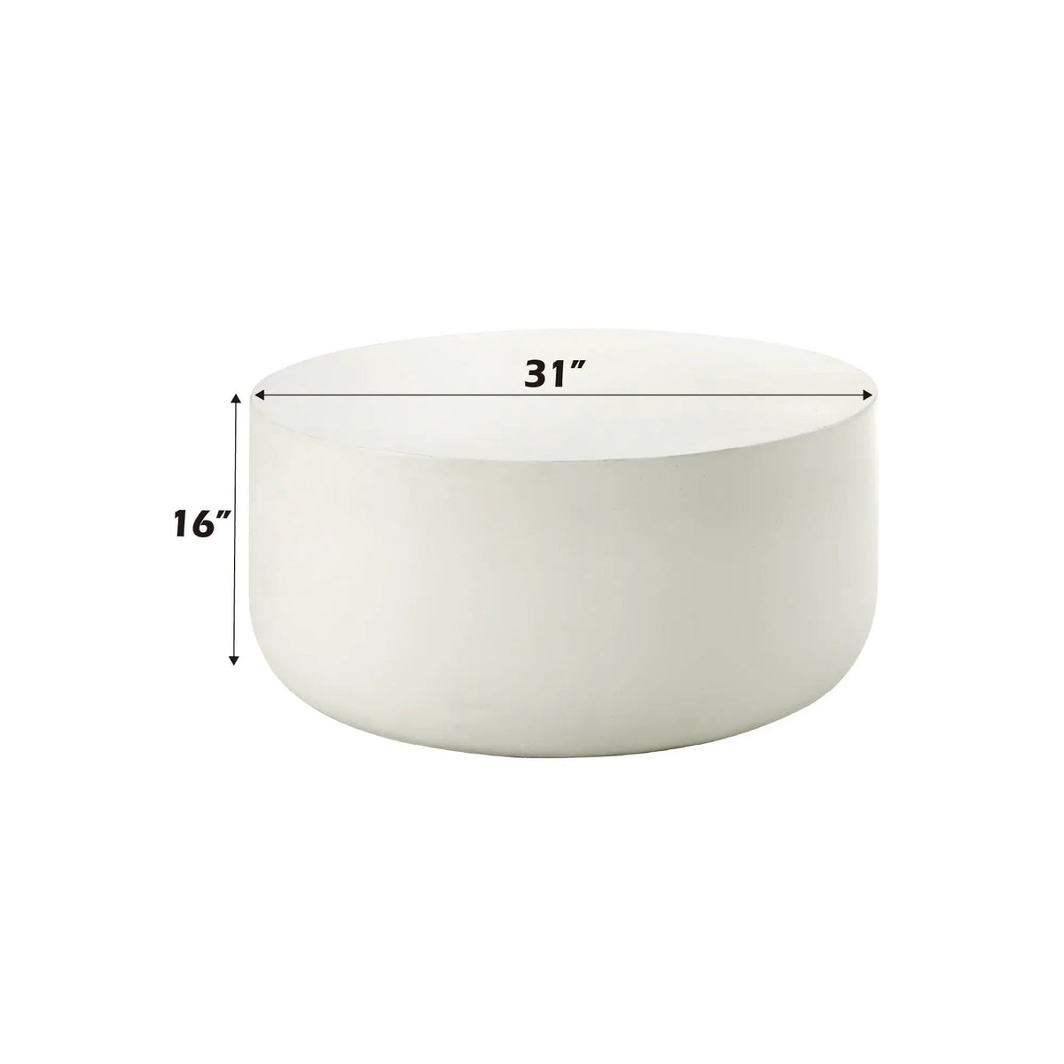 Dustan Natural Coffee Table | 31 x 31 x 16 in | Concrete | White