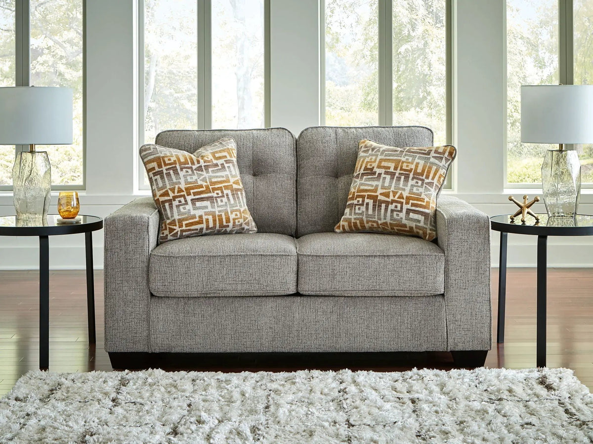 Loveseat | Track Arms | Transitional Style | Neutral Upholstery