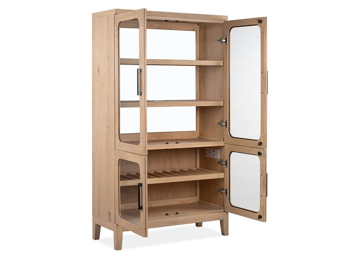 Somerset Buffet Curio | Butternut And Omari Natural Finish | Four Glass Doors | Knotty White Oak Veneer