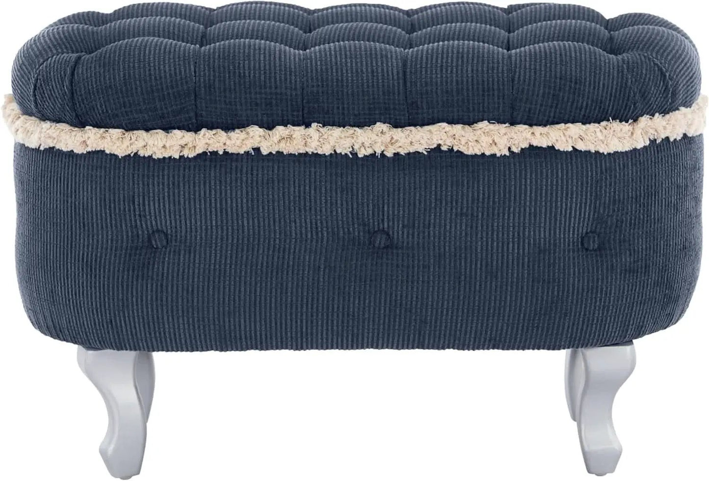 Blue 29.5 Inch Upholstered Storage Ottoman Cushion from PriceLows™