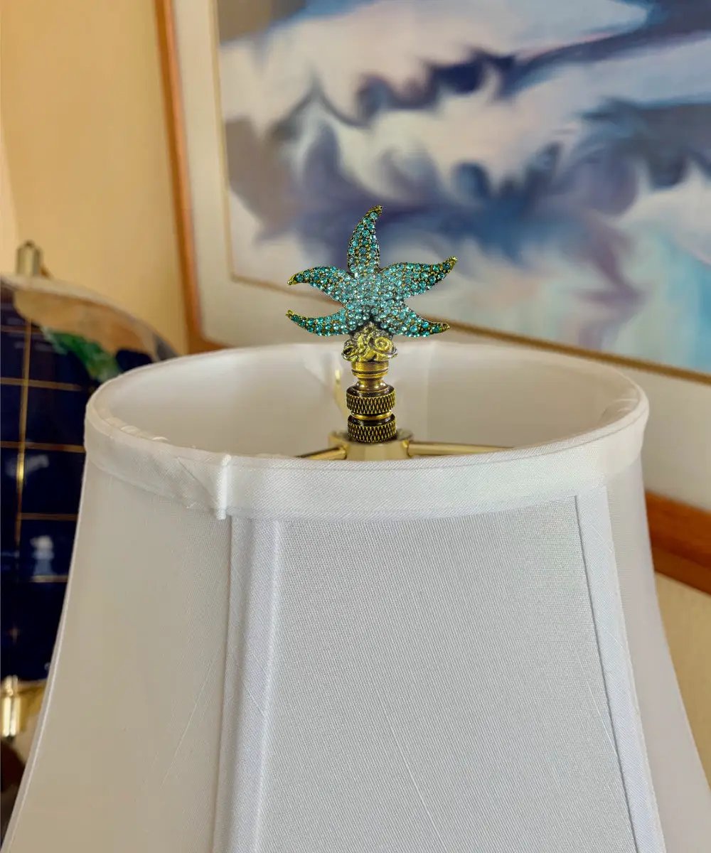 Lamp Finial | Starfish Design | Aegean Blue Glass | 2.5 Inch Height