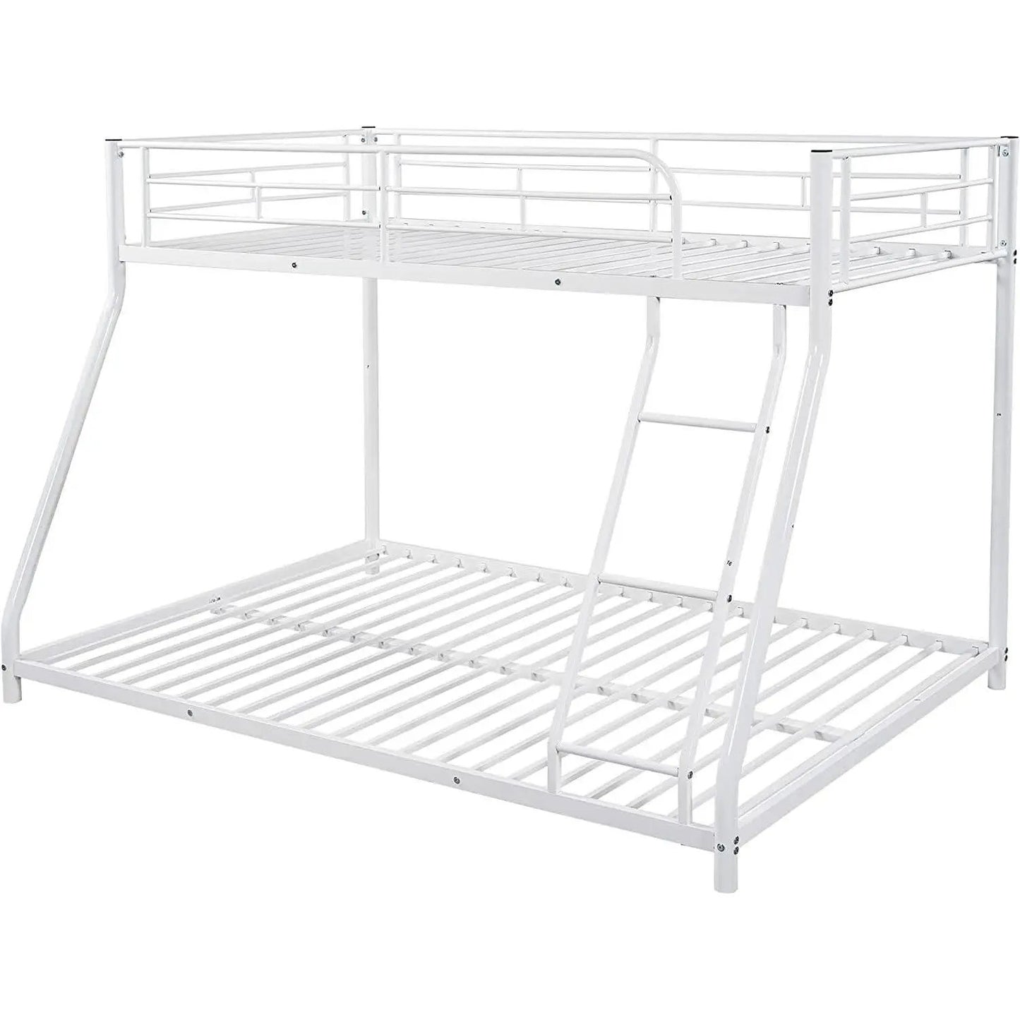 Twin Over Full Metal Bunk Bed With Flat Ladder Guard Rail from PriceLows™