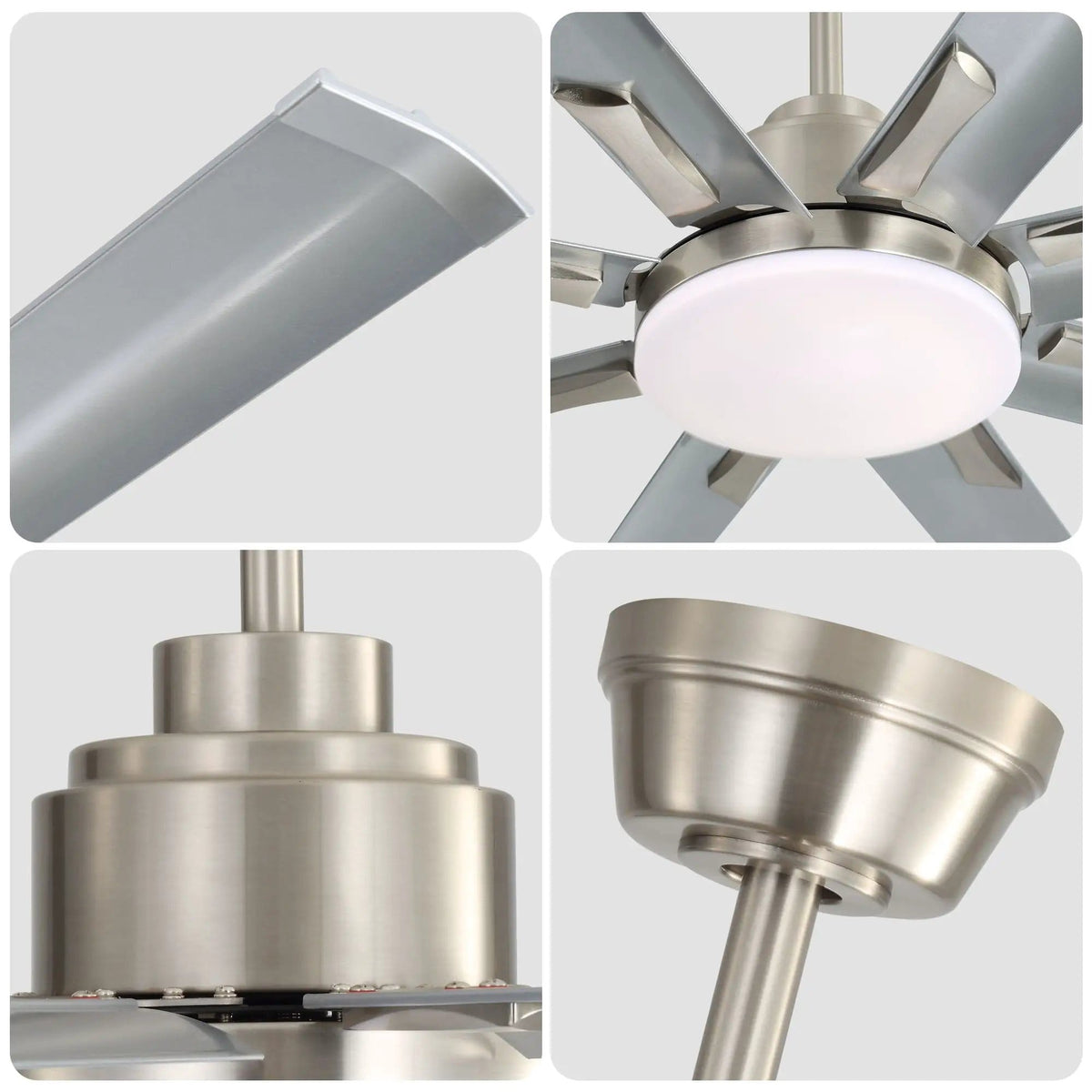 DC Motor Ceiling Fan With Dimmable Light And 8 Blade Aluminum Blades Nickel | 84 x 84 x 10.55 in | Aluminum | Home