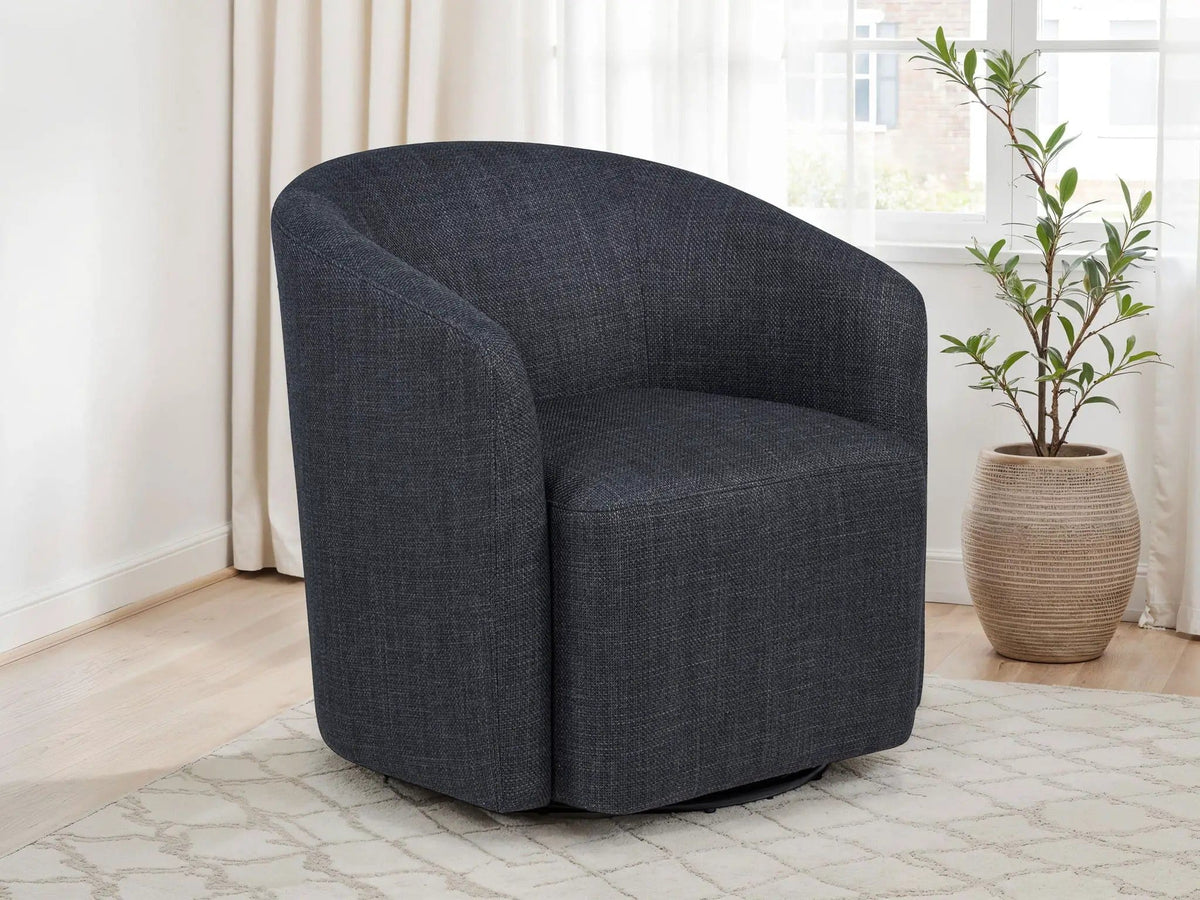 Mossbrook Fabric Upholstered Swivel Accent Chair Anthracite | 29.25 x 29.25 x 31.5 in | Fabric | Living Room