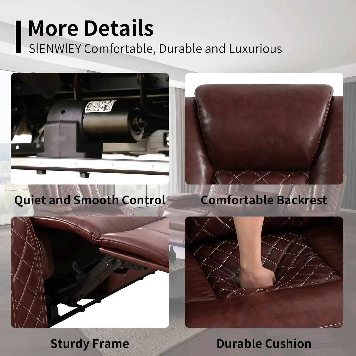 Power Reclining Brown Leather Sofa Set For Living Room from PriceLows™