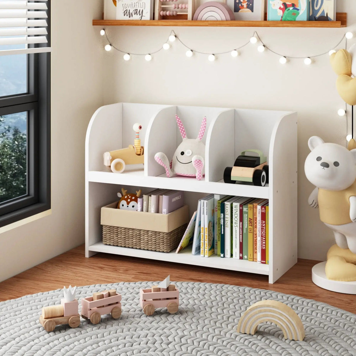 Bookcase | 4 Compartments | Wall Anchor Kit | White