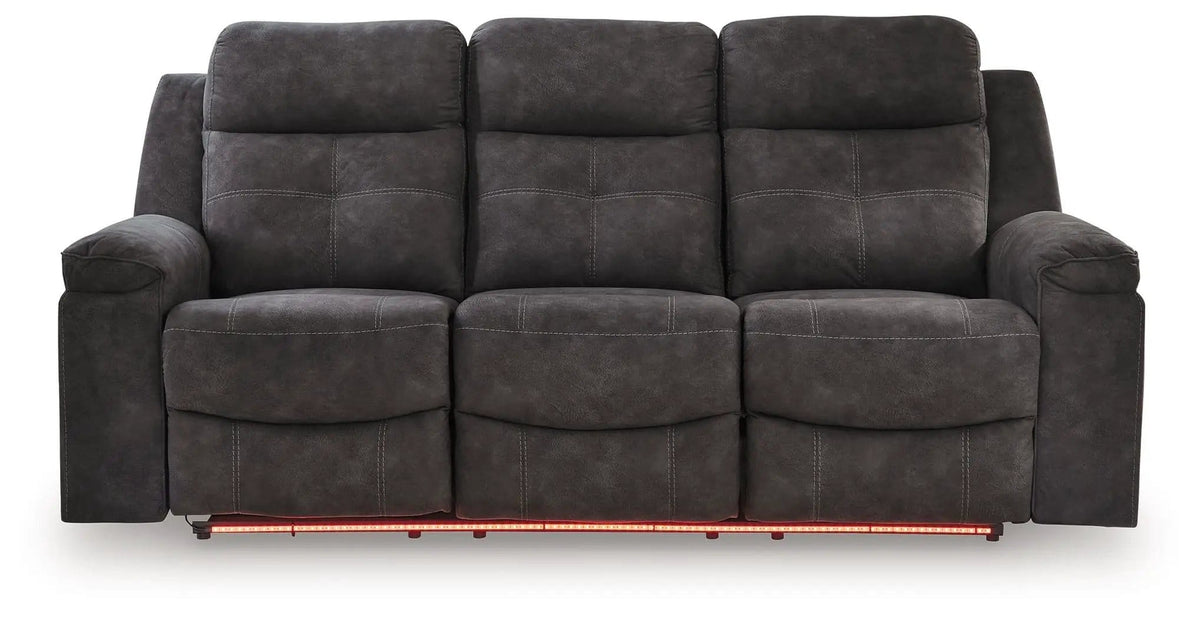 Brysonview Reclining Sofa | 87 x 40 x 41 in | Faux Leather & Metal | Charcoal