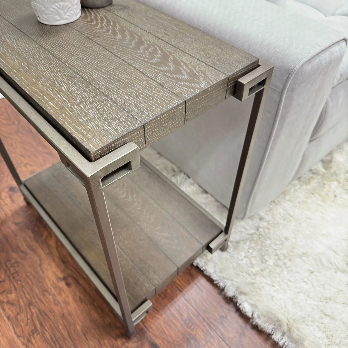 Corbeta 3 Piece Coffee Table Set | Metal Frame Wood Tables | 2 Chairside Tables | Aged Graphite Finish