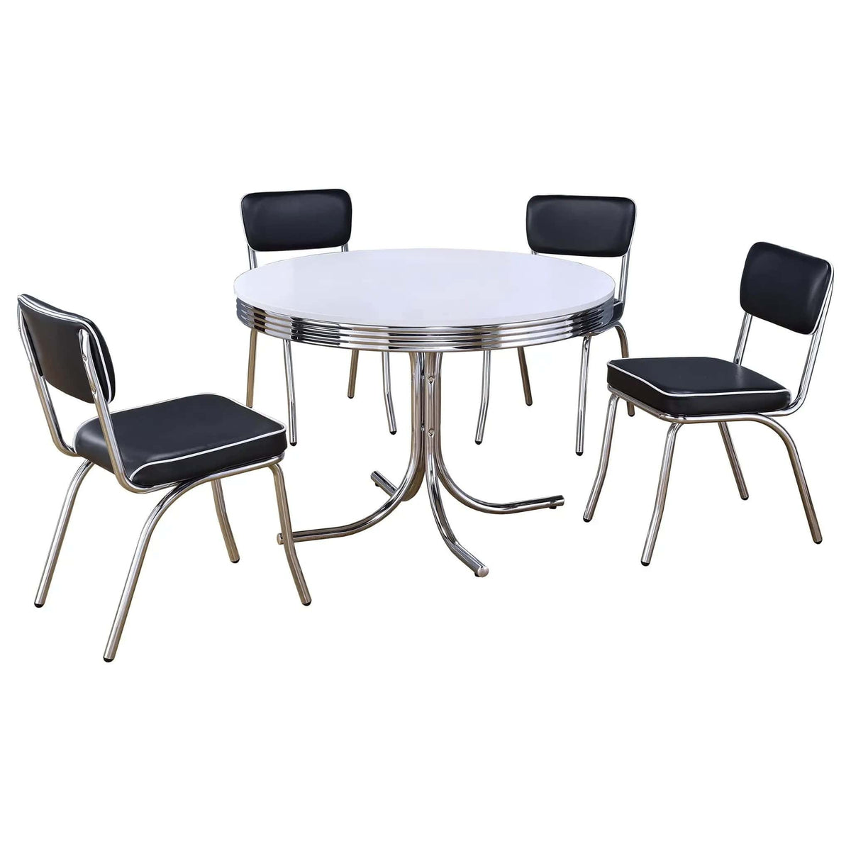 Retro 5-piece Round Dining Table Set White and | 5-Piece Set | Dining Room Furniture | Black